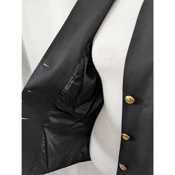 LORD & TAYLOR! STUNNING BLACK PURE GABARDINE 100% WOOL BLAZER, JACKET! SZ 10 - Picture 4 of 10